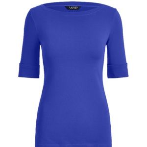Lauren Ralph Lauren half sleeve cuffed boatneck t shirt